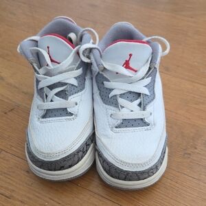 JORDAN Kids White and Gray Sneakers